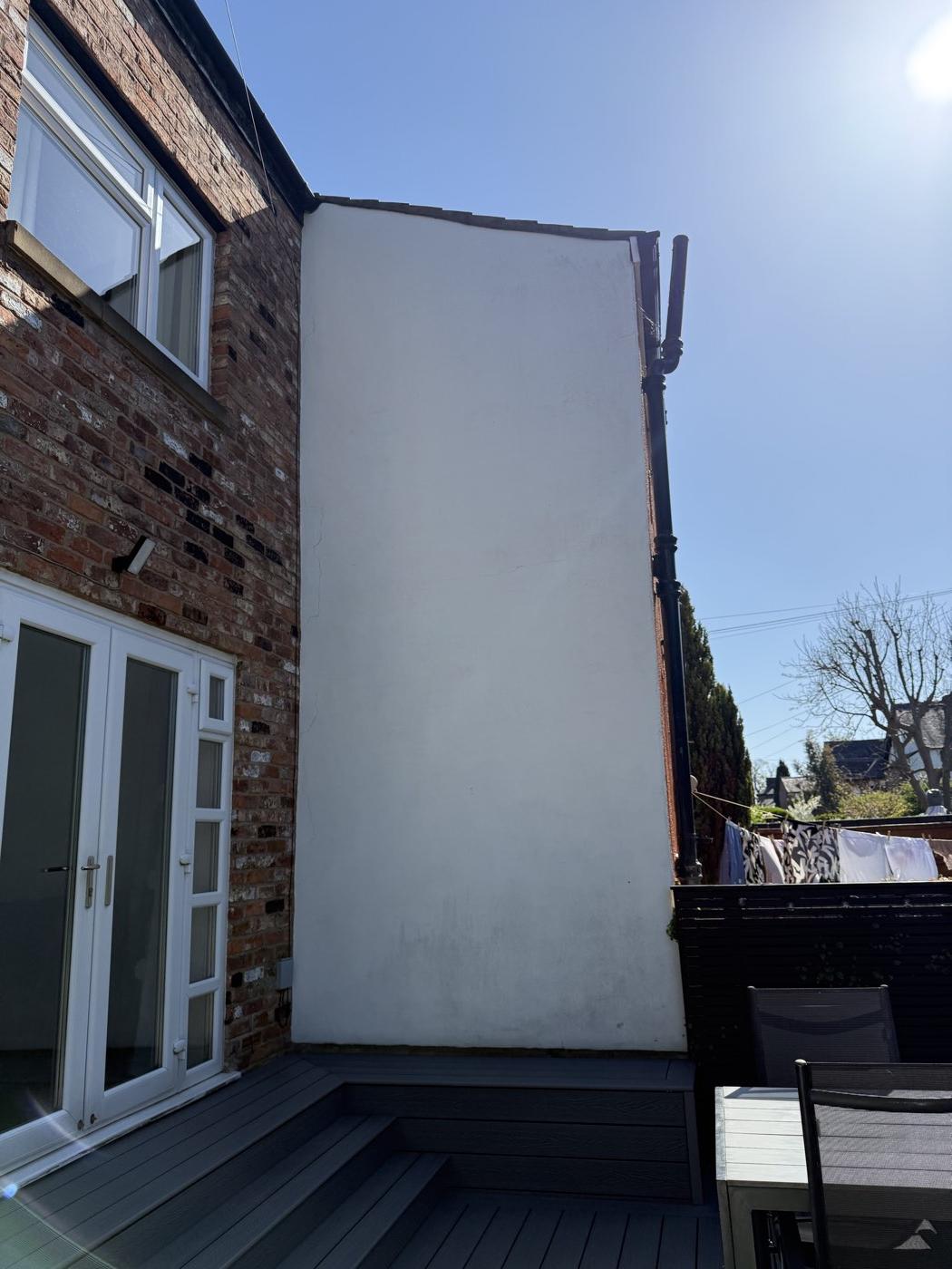 After: the finished wall from the patio