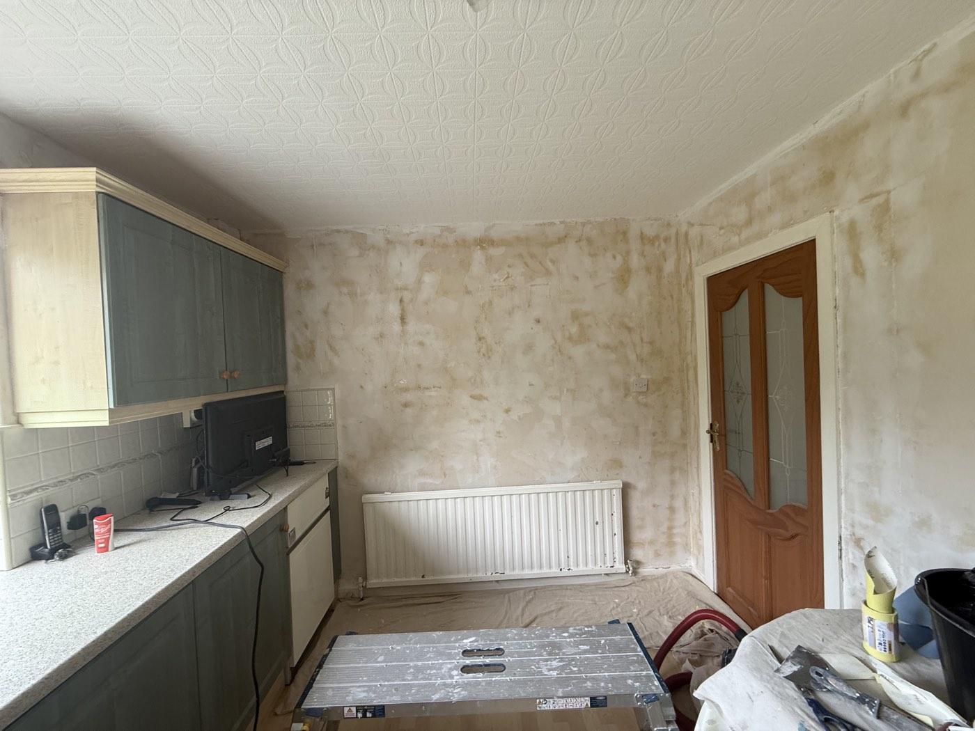 Walls stripped back and prepared