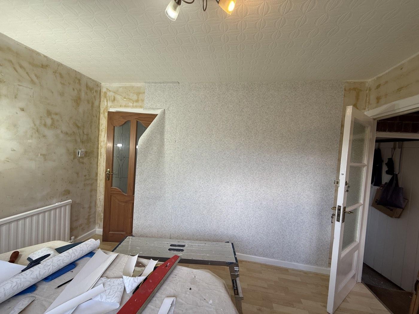 New wallpaper being hung