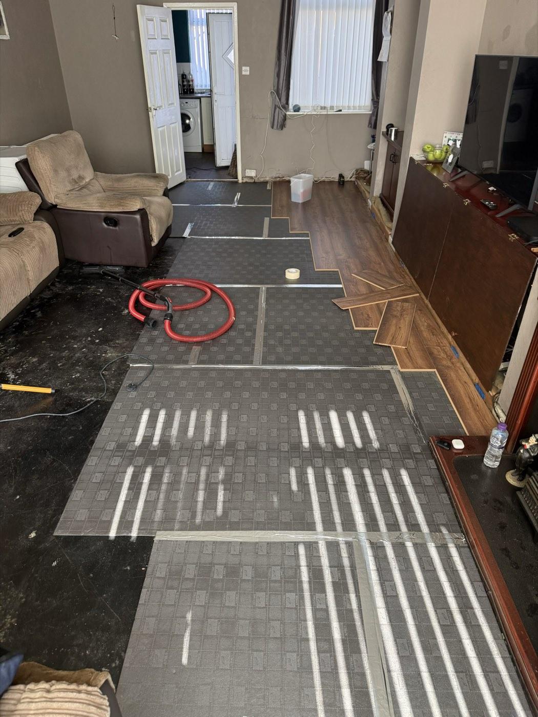 Underlay laid ready for the boards