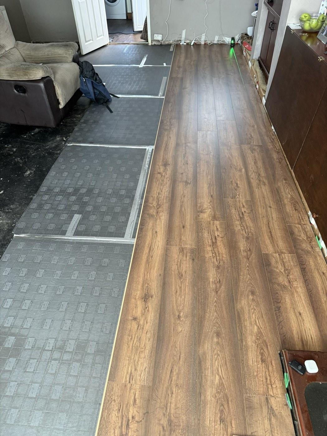 Laminate boards going down