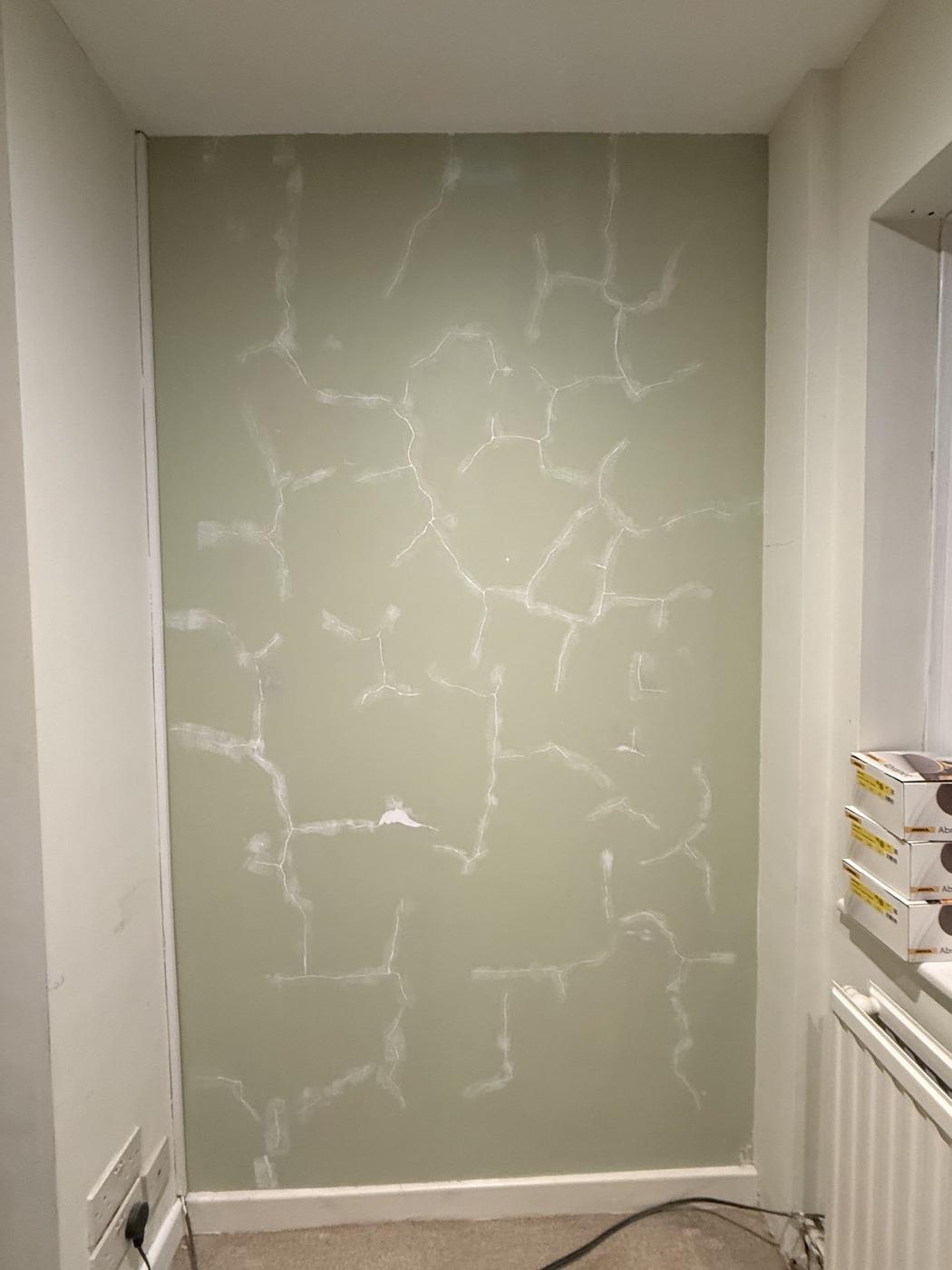 Preparation: cracks filled across the walls