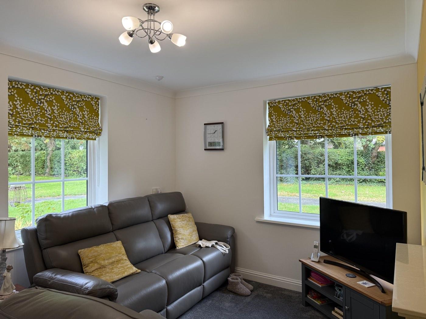After: fresh white walls and ceiling in the living room