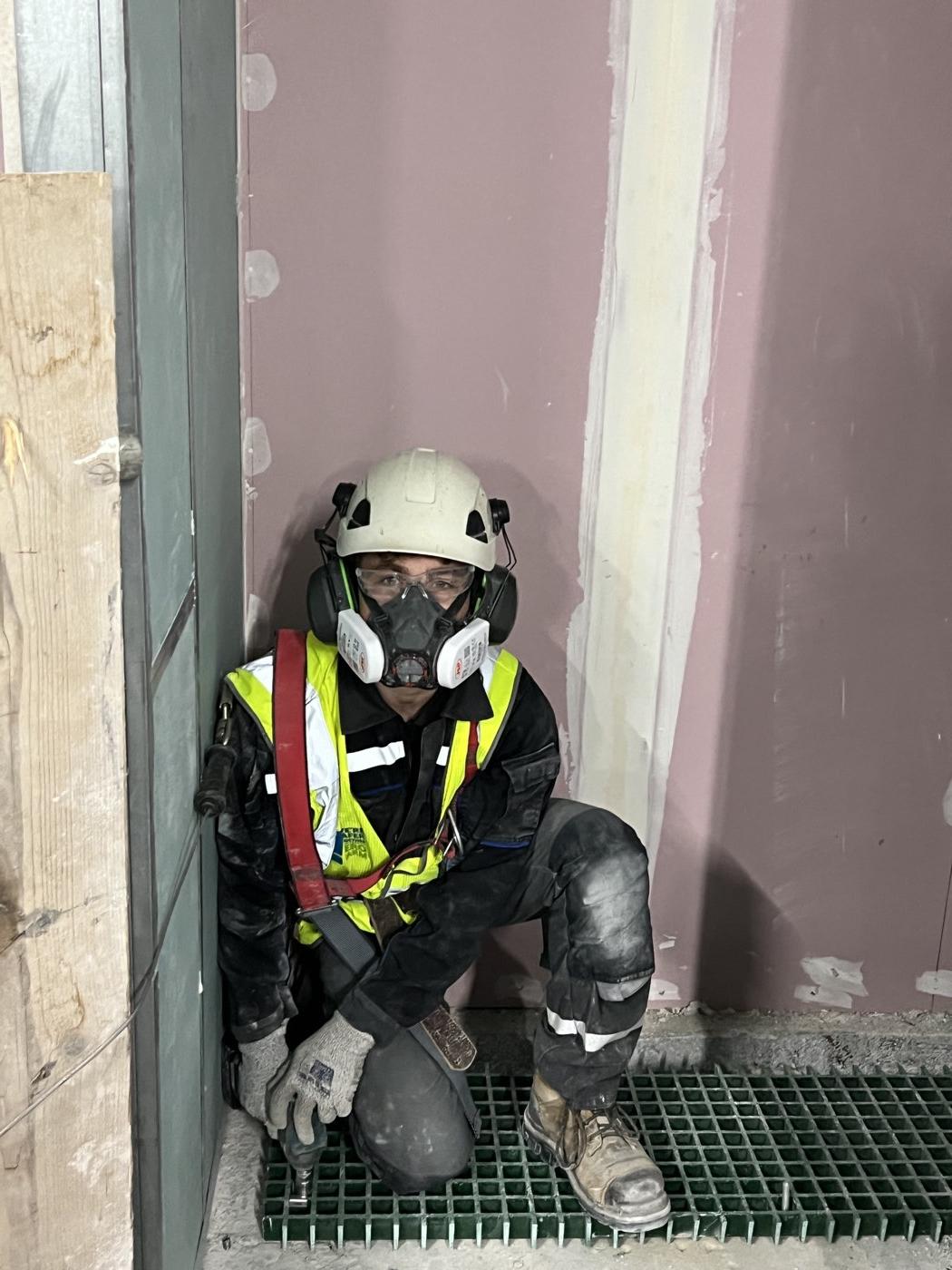 Victor Arman on site, fixing GRP grating